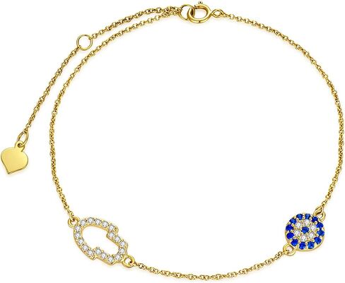 SISGEM Solid 14k Yellow Gold Evil Eye Bracelet for Women, Real Gold Fatima Hamsa Hand Bracelet Fine Jewelry Anniversary Birthday Present for Wife,Girlfriends, 6.5’’+2’’ in Saudi Arabia