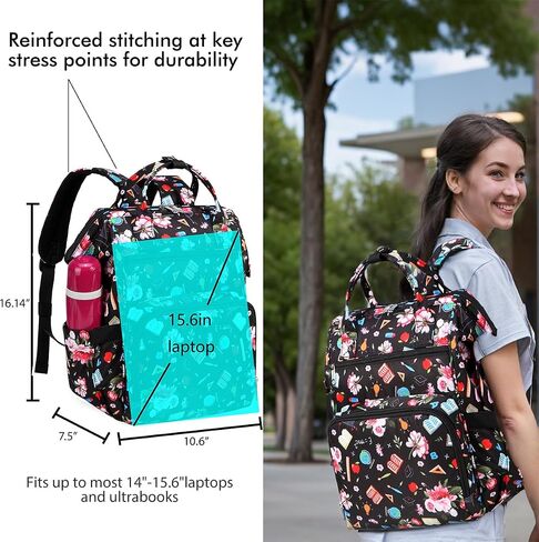 Gatycallaty Teacher Backpack for Women Teacher Laptop Bag Travel Work Gifts Teacher Bookbag Office Educators Large Capacity (BLUETEETH, 15.6 inches) in Saudi Arabia