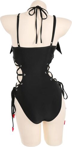MEOWCOS Women's One Piece Swimsuits Gothic Swimsuit Devil Wings Tummy Control Bathing Suit One-Piece Swimwear in Saudi Arabia