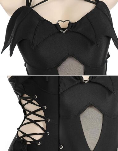 MEOWCOS Women's One Piece Swimsuits Gothic Swimsuit Devil Wings Tummy Control Bathing Suit One-Piece Swimwear in Saudi Arabia