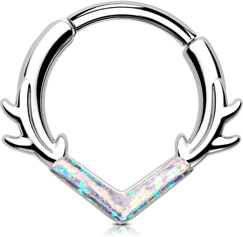 OUFER Christmas Septum Rings 16G, 316L Stainless Steel Septum Jewelry, Christmas Antlers Design Septum Piercing, Helix Daith Snug Rook Piercing Jewelry in Saudi Arabia