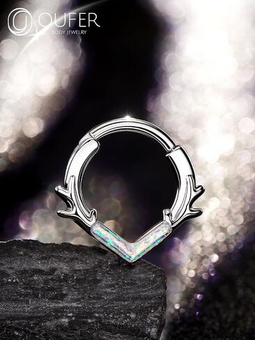 OUFER Christmas Septum Rings 16G, 316L Stainless Steel Septum Jewelry, Christmas Antlers Design Septum Piercing, Helix Daith Snug Rook Piercing Jewelry in Saudi Arabia