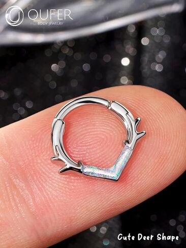 OUFER Christmas Septum Rings 16G, 316L Stainless Steel Septum Jewelry, Christmas Antlers Design Septum Piercing, Helix Daith Snug Rook Piercing Jewelry in Saudi Arabia