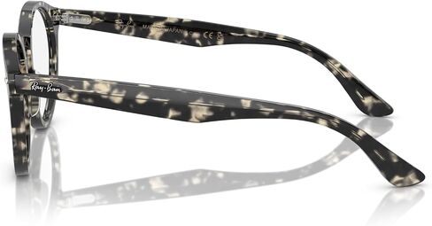 Ray-Ban RX7680V Larry Round Prescription Eyewear Frames, Grey Havana/Demo Lens, 49 mm in Saudi Arabia