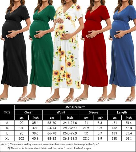 فستان ZIUMUDY برقبة على شكل حرف V وأكمام قصيرة ملفوفة للحمل، فستان كاجوال طويل لحفلات استقبال المولود الجديد in Kuwait