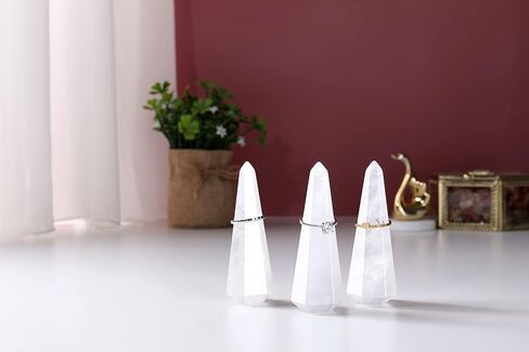 Jovivi Crystal Ring Holder Tower Natural Black Obsidian Crystal Stone Jewelry Ring Display Holder Hexagon Prism Shaped Decorative Wedding Ring Display Stand Finger Ring Storage in Kuwait