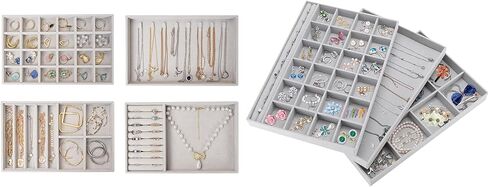 ProCase Set of 4 Stackable Jewelry Organizer Trays Bundle with Set of 3 Stackable Jewelry Trays Organizer for Drawers in Saudi Arabia