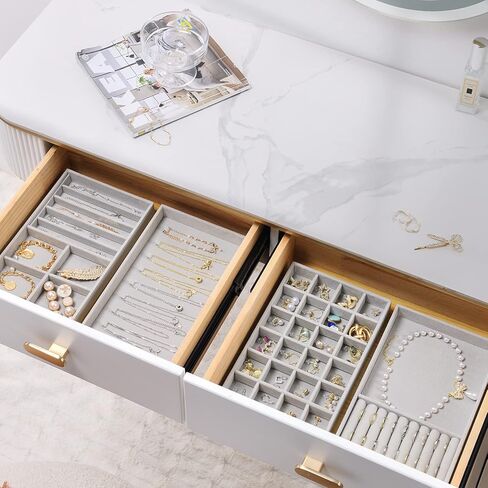 ProCase Set of 4 Stackable Jewelry Organizer Trays Bundle with Set of 3 Stackable Jewelry Trays Organizer for Drawers in Saudi Arabia