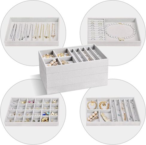 ProCase Set of 4 Stackable Jewelry Organizer Trays Bundle with Set of 3 Stackable Jewelry Trays Organizer for Drawers in Saudi Arabia