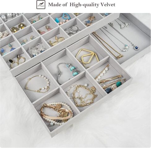 ProCase Set of 4 Stackable Jewelry Organizer Trays Bundle with Set of 3 Stackable Jewelry Trays Organizer for Drawers in Saudi Arabia
