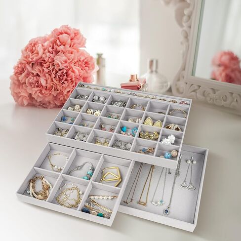 ProCase Set of 4 Stackable Jewelry Organizer Trays Bundle with Set of 3 Stackable Jewelry Trays Organizer for Drawers in Saudi Arabia