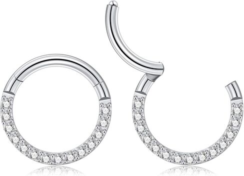 Kvficaz حلقات الأنف هيبوالرجينيك 18G 16G التيتانيوم الصلب مطعمة زركونيا ثقب الجسم الأنف هوب الشفاه خواتم الأنف اللولب الغضروف أقراط in Kuwait