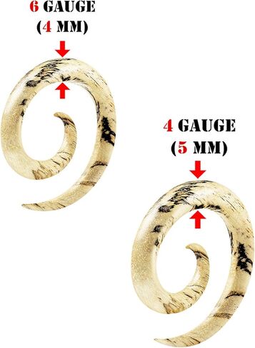 2 أزواج التمر الهندي الخشب دوامة لفائف تفتق المتوسع ثقب المجوهرات الأذن تمتد القرط مقاييس الفص اثنين حجم المقابس in Kuwait