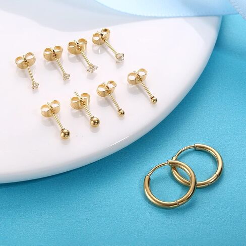 FASACCO 5 أزواج G23 طقم أقراط من التيتانيوم لثقب متعدد أقراط لا تسبب الحساسية 2 مم 3 مم تشيكوسلوفاكيا الكرة مسمار مجموعة الأقراط in Kuwait