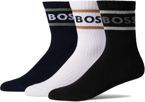 BOSS Men's 3-Pack Bold Logo Stripe Cotton Socks in Saudi Arabia