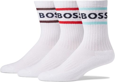 BOSS Men's 3-Pack Bold Logo Stripe Cotton Socks in Saudi Arabia