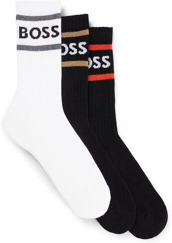 BOSS Men's 3-Pack Bold Logo Stripe Cotton Socks in Saudi Arabia