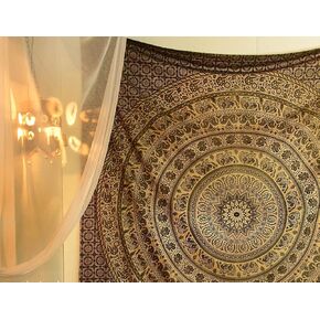 Bless International Handmade Indian hippie Bohemian Psychedelic Elephant Mandala Wall hanging College Dorm Beach Throws Table Cloth Bedding Tapestry (Black And White, Queen(84x90Inches)(215x230Cms))