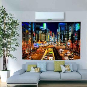 Aidatain Japanese City Tapestry Japan Street Cityscape View Art Wall Tapestry Tokyo Night Scene Tapestry,size 80"x 60" Flanne Art Tapestries,for Living Room Dorm Bedroom Home Aesthetic GTYYAT122