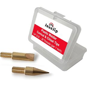 JOUNJIP Plastic Welder Tips 2pc- Plastic Weld Flat Head and Cone Shaped Tips - for JOUNJIP Plastic Welder Tool Kit - 1/4-28 Thread