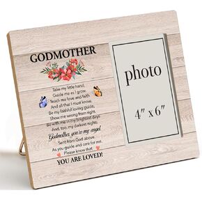 Godmother Gifts, Gifts for Godmother From Goddaughter Godson, Godmother Wood Photo Frame Gifts for Birthday Christmas Mother's Day, Godmother Gift 8x10 Picture Frame (Photo 4x6 Inches)