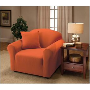 Madison Stretch Jersey Tangerine Chair Slipcover, Solid