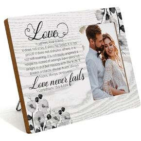Bridal Shower Gifts Wedding Gifts for Couples Photo Frame Engagement Gift Christian Bible Verse Decor Rustic Picture Frames Black And White Flowers Wooden Picture Frames