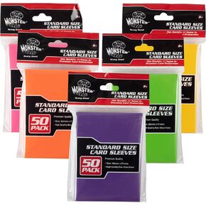 Monster Protectors Standard Size Sleeves for TCGs(250pk)- Black Glossy -Compatible with Magic The Gathering, Yugioh & Other Standard Sized Gaming Cards -Clean, Safe, Secure Storage & Handling