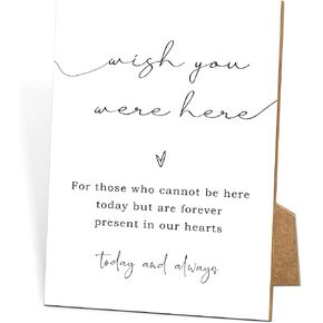 Wish You Were Here, Wedding Memorial Sign, 8x11 White Minimalist Style Memorial Table Sign for Wedding, Wedding Decorations, Wedding Table Decor, Memorial Gifts For Loss of Loved One -1