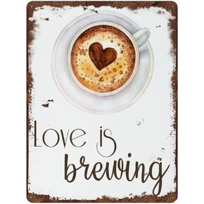 Graman Love is Brewing Vintage Tin Sign Coffee Sign Coffee Wall Sign Decor Kitchen Decor Kitchen Signs Kitchen Wall Decor Coffee Shop Decor 8x5.5 Inch