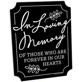 Big Dot of Happiness Black in Loving Memory Sign - Memorial Wedding Decorations - Printed on Sturdy Plastic Material - 10.5 x 13.75 inches - Sign with Stand - 1 Piece