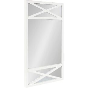 Kate and Laurel Thacker Farmhouse Mirror, 22 x 40, White, Decorative Vintage Inspired Wall Mirror with Unique Panel Overlay and Coastal Farmhouse Finish