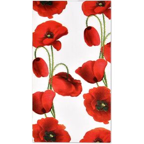 Gift Boutique 100 Poppy Floral Guest Napkins 3 Ply Decorative Hand Napkin Red Poppies Flowers Disposable Paper Towels for Toilet Powder Room Wedding