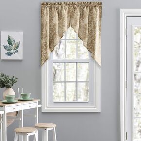 Ellis Curtain Lexington Leaf Tailored Swags, Tan