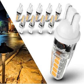 T5 T10 Wedge Base Landscape Light Bulbs 3 Watt Replace 25W 30W Halogen 2700K Warm White 300lm 12V-24VAC/DC 921 194 LED Bulb for Landscape RV Camper Marine Boat Garden Pathway Lighting, 10 Pack