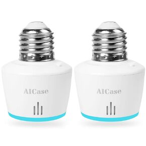 AICase Smart WiFi E27/E26 Light Socket, [2 Pack] Intelligent WLAN Home Remote Control Light Lamp Bulb Holder Compatible with Alexa and Google Home-White