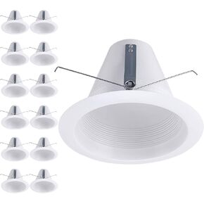 TORCHSTAR 12-Pack 6 بوصة يمكن أن تضيء العلبة، تقليم يربك محكم الهواء، IC-Rated Anti-Glare 6 بوصة يمكن أن تضيء، تقليم الضوء المجوف ذاتي الحواف، أبيض