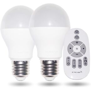 Smart Led Light-Bulb Dimmable with Remote-Control E27 9W Light Bulbs Adjustable Color Temperature (Warm/Cool) and Brightness, 2 Pack (2 Bulbs + 1 Remote)