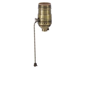 مقبس سلسلة سحب نحاسي B&P Lamp®، لمسة نهائية من النحاس العتيق، سلسلة سحب، وظيفة تشغيل/إيقاف، غلاف خيط Uno
