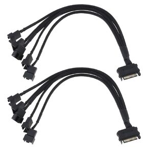 The Lord of the Tools 2PCS SATA 15Pin Male to 5X 3 Pin/4 Pin Female Cooling Fan Power Adapter Cable Fan Splitter Cable for PC Case Cooling Fans 30cm 12V