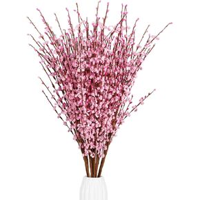 15PCS White Flowers 29.5" Faux Jasmine Flowers Pussy Willow Branches for Vases Wedding Party Home Office Kitchen Decoration(White)