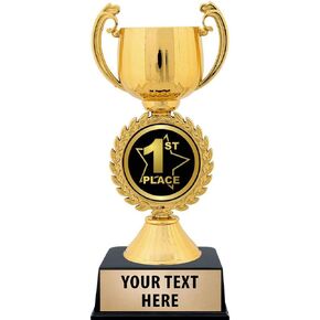 Crown Awards Personalized First Place Trophy, 7.25" Gold Cup First Place Trophies with Free Custom Engraving Prime