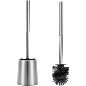 SUS304 Stainless Steel Toilet Brush and Holder Set Toilet Brush Case Cleaner for Toilet Bowl Bathroom Cleaning Brush Caddy Cepillo de Baño Brushed Stainless Silver
