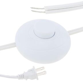 6Ft Floor Foot Pedal Push Switch Inline Lamp Light On-Off Control with Wire Plug(1.8m, White)