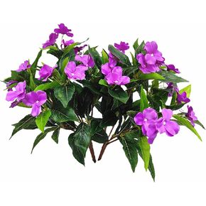 2 PCS Artificial Impatiens Flowers Silk Flowers Greenery Faux Impatiens Bushes Outdoors Indoor Patio Lawn Garden Pot Hanging Basket Porch Decor (Red) in Saudi Arabia