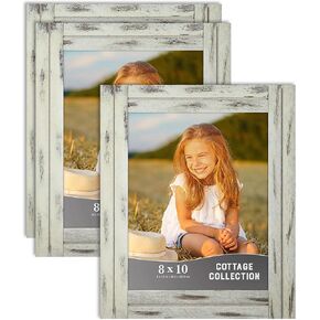 Icona Bay 8x10 (20x25 cm) Picture Frames (Creamery White, 3 Pack), Rustic Picture Frame Set, Natural Real Wood Frames, Cottage Collection
