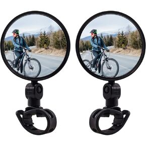 2Pcs Bicycle Rear View Mirrors, Bike Handlebar Mounted Rearview Safe Mirrors, 360° Rotatable Wide Angle Acrylic Convex Mirror for Mountain Road Bikes, Large Size(8CM)