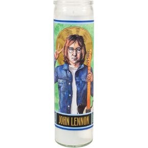 John Lennon Secular Saint Candle - 8.5 Inch Tall Glass Prayer Votive - Made in The USA in Kuwait