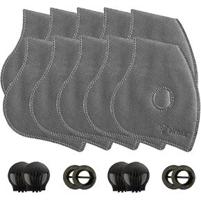 Set of 10 Activated Carbon PM2.5 Filters and 4 Exhaust Valves Replacement fit most Dust and Pollution Masks in The market