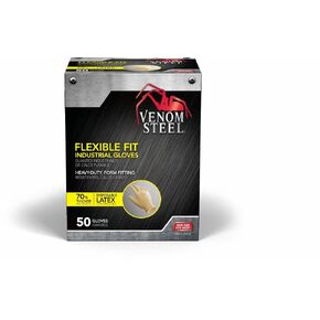 Venom Steel Premium Industrial Cream Color Latex Gloves, One Size Fits Most, (Pack of 50)